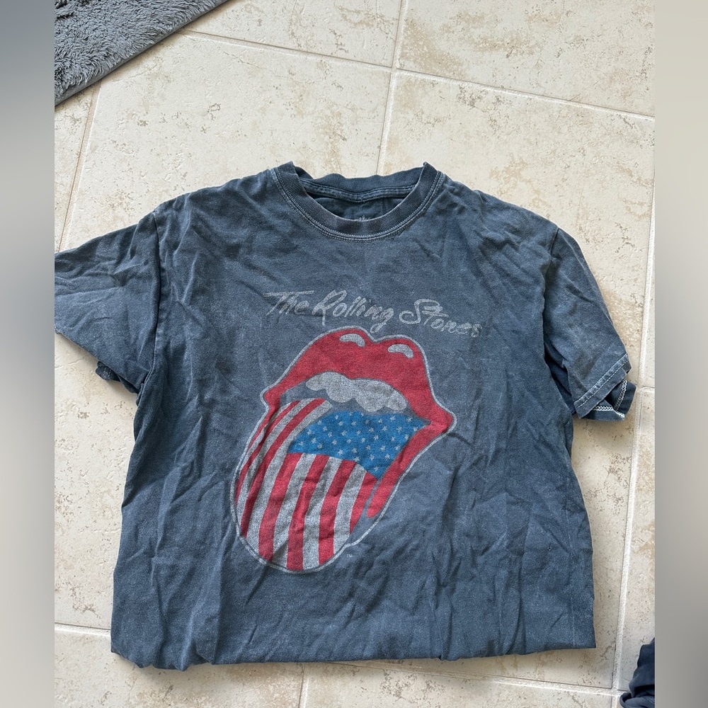 The Rolling Stones Patriotic Tongue Tee - Red, Blue, Gray